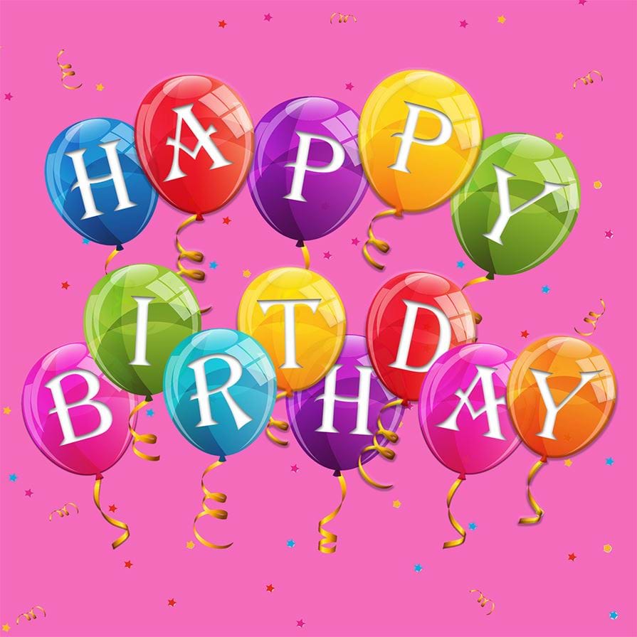 Party Balloons Pink Birthday Card