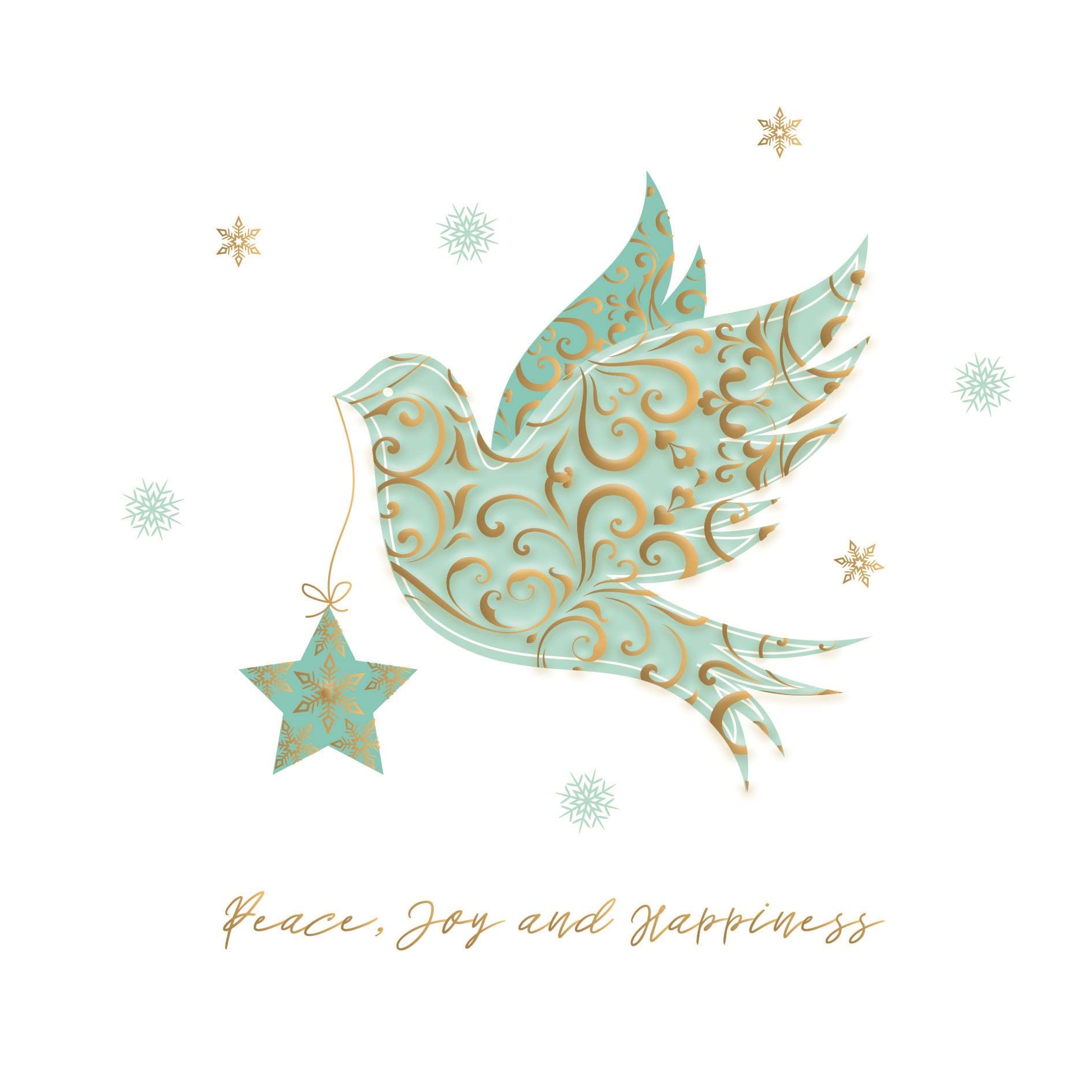 Peace, Joy and Happiness Personalised Christmas Card