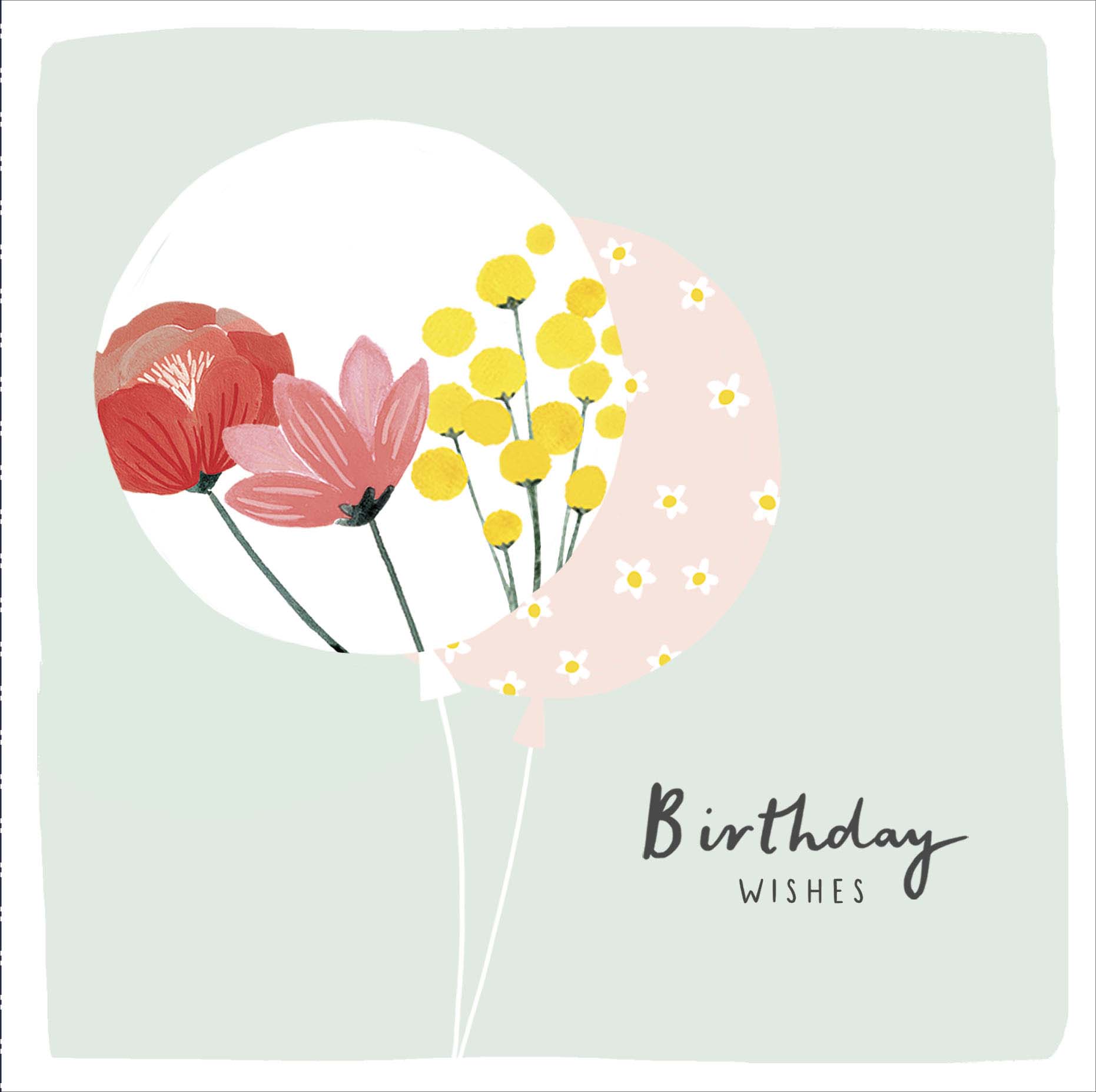 Floral Balloons Birthday Card