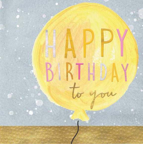 Yellow Balloon Birthday Card