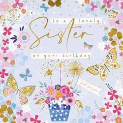 Cupcake & Butterflies Sister Birthday Card