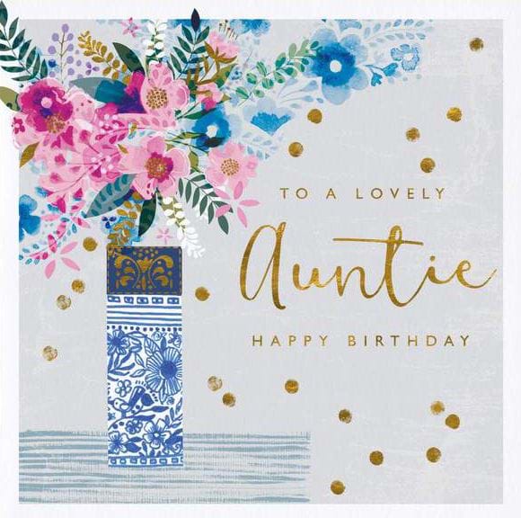 Vase of Flowers Auntie Birthday Card