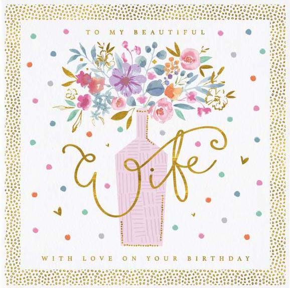 Vase of Flowers Wife Birthday Card