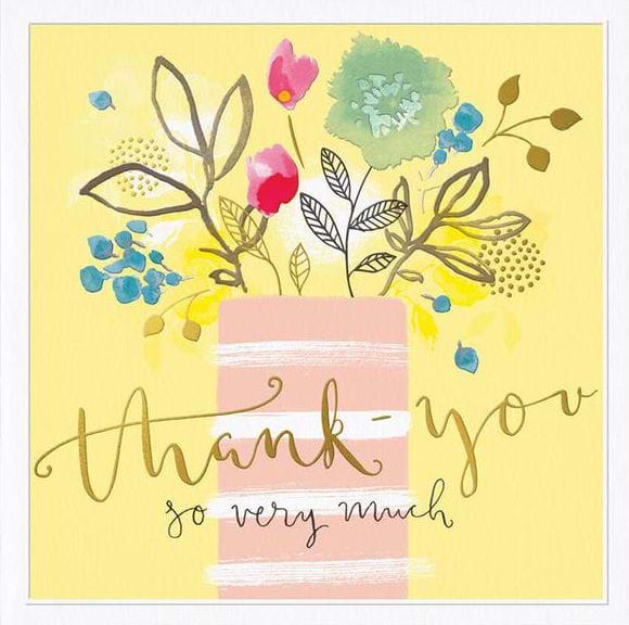 Yellow Floral Large Thank You Card