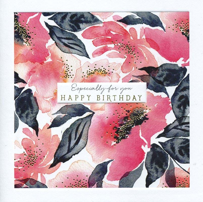 Pink Floral Birthday Card