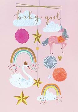 Unicorn and Rainbows New Baby Girl Card