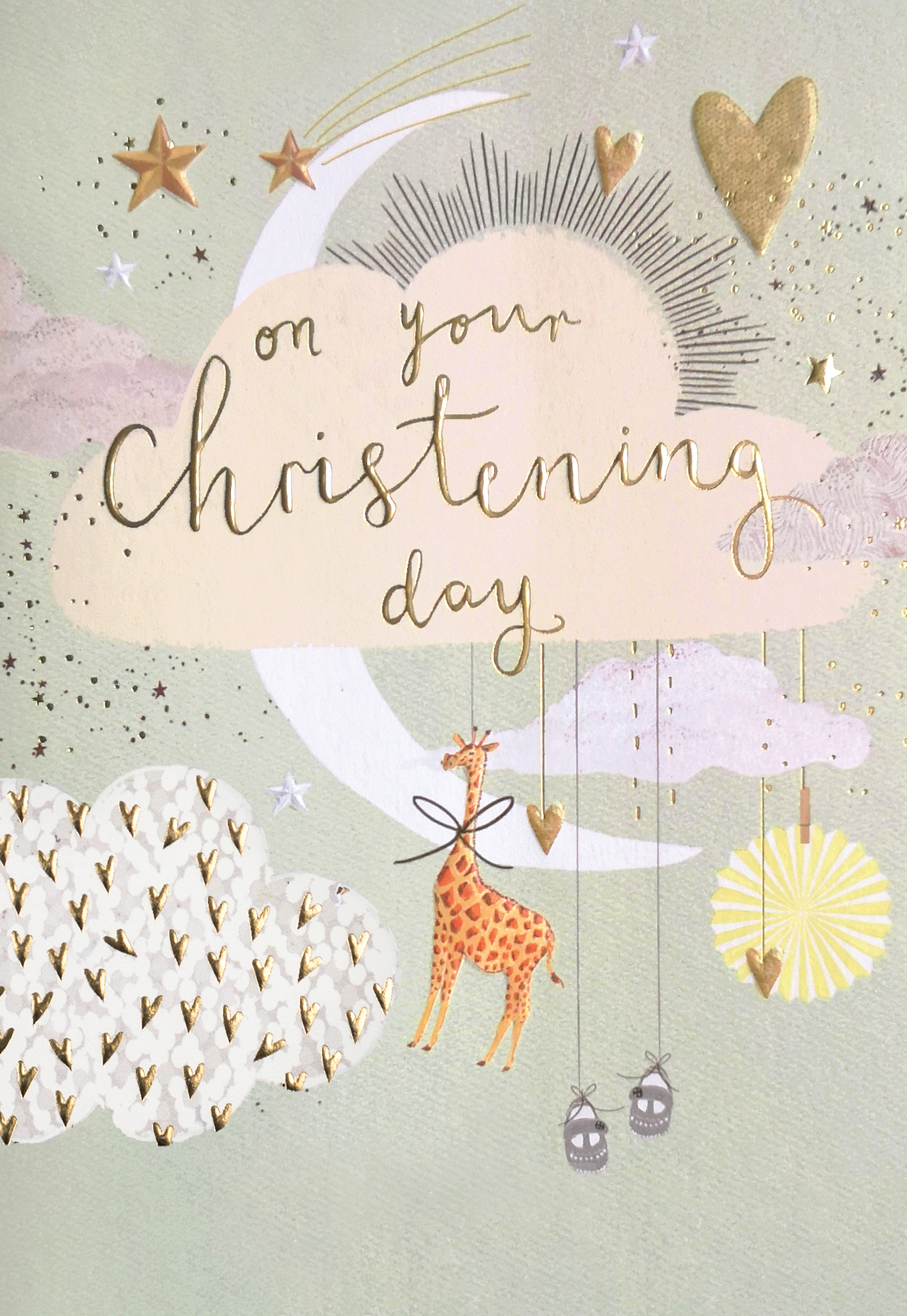 Moon and Cloud Christening Card