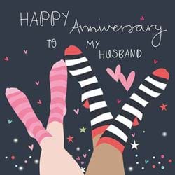 Striped Socks Husband Anniversary Card