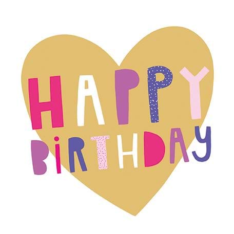 Golden Heart Birthday Card