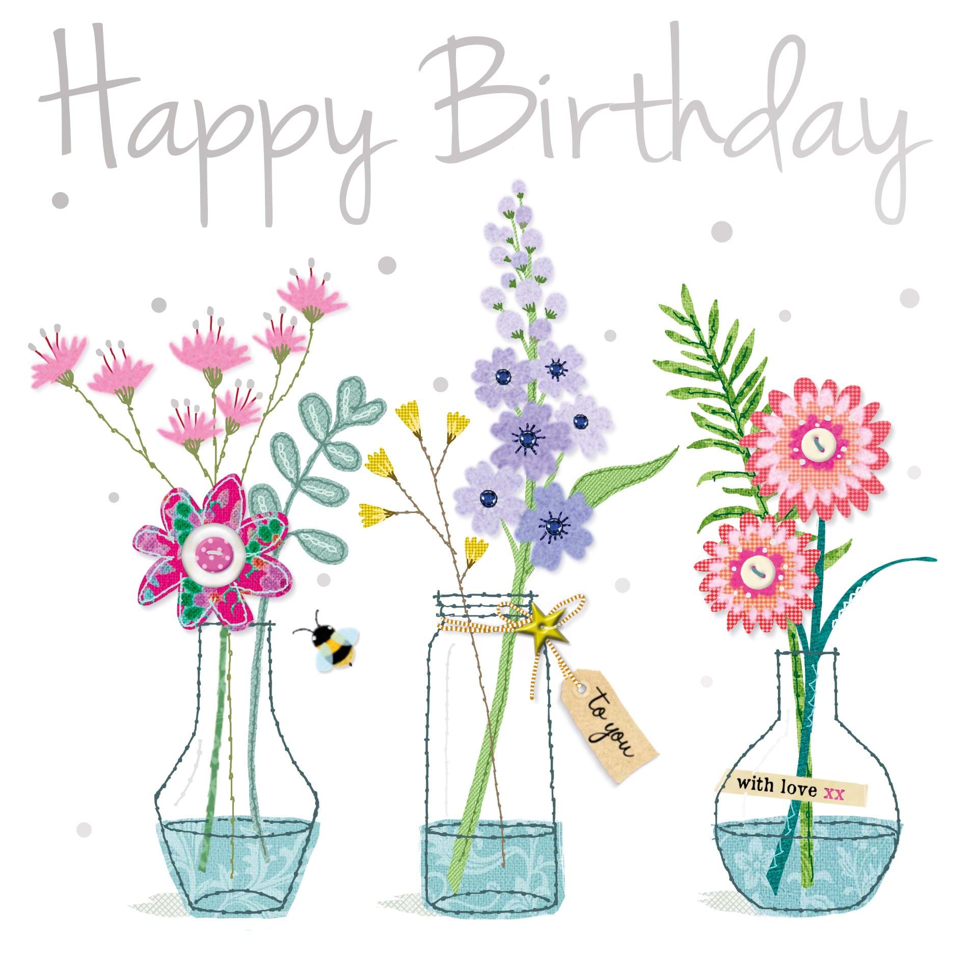 Floral Vases Birthday Card
