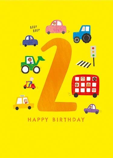 Beep Beep 2nd Birthday Card