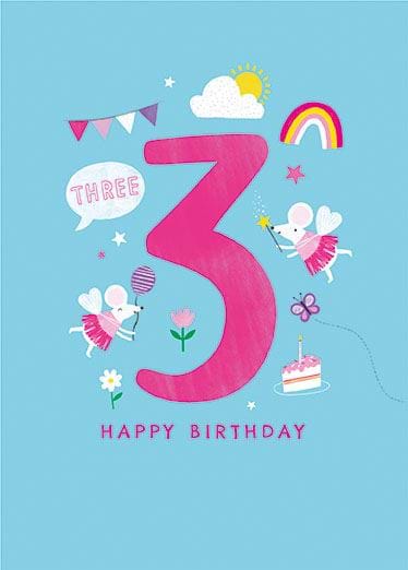 Fairy Mouse 3rd Birthday Card