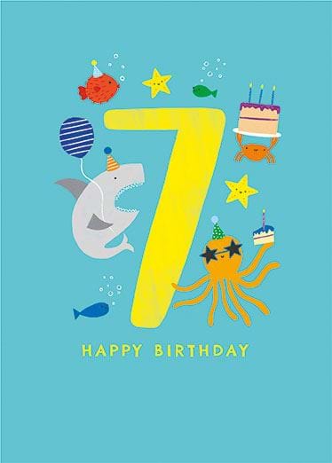 Under the Sea 7th Birthday Card