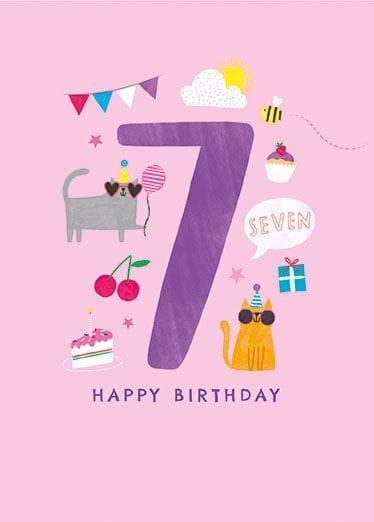 Cool Cats 7th Birthday Card