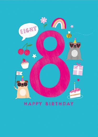 Party Dogs 8th Birthday Card