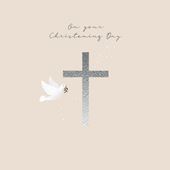 Dove and Cross Christening Card