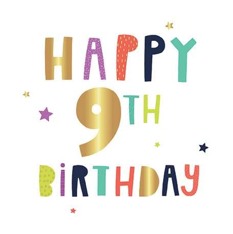 Colourful 9th Birthday Card