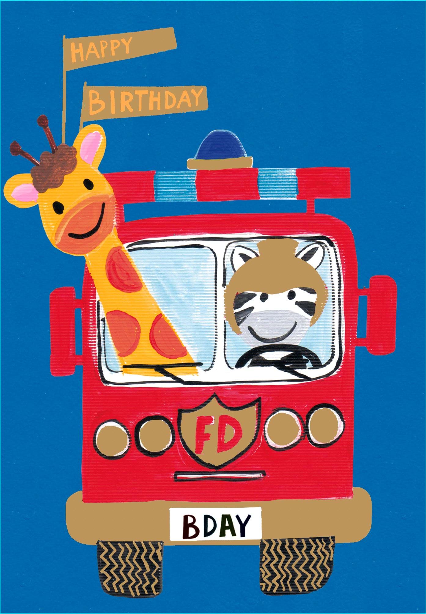 Fire Engine Birthday Card