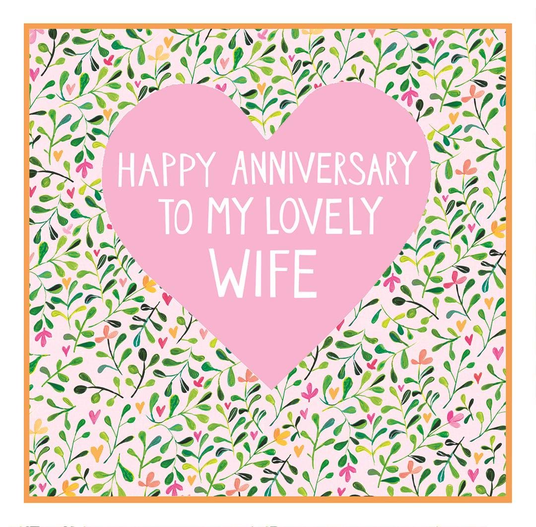 Pink Heart Wife Anniversary Card