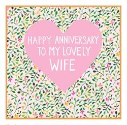 Pink Heart Wife Anniversary Card