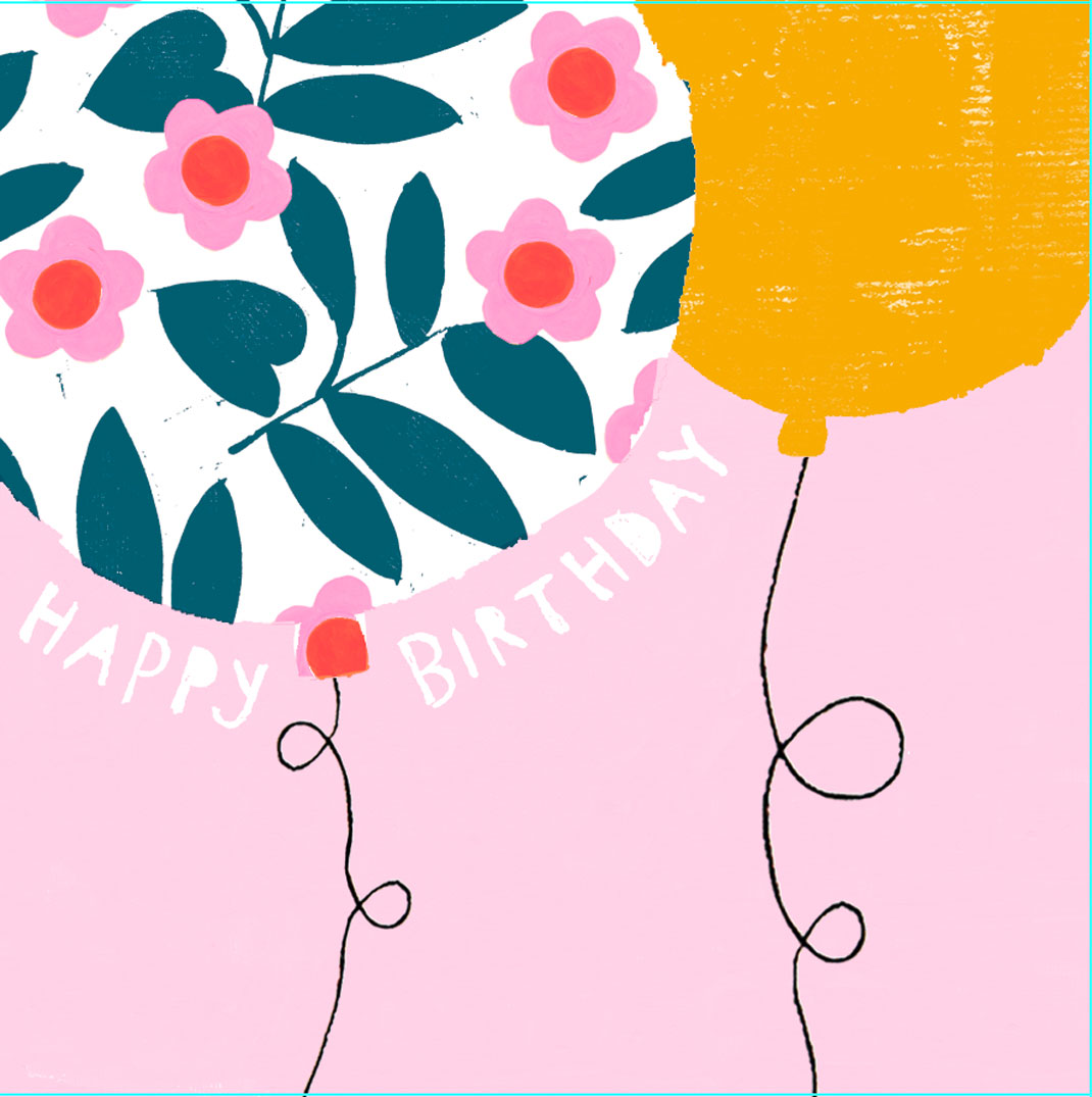 Floral Balloon Birthday Card