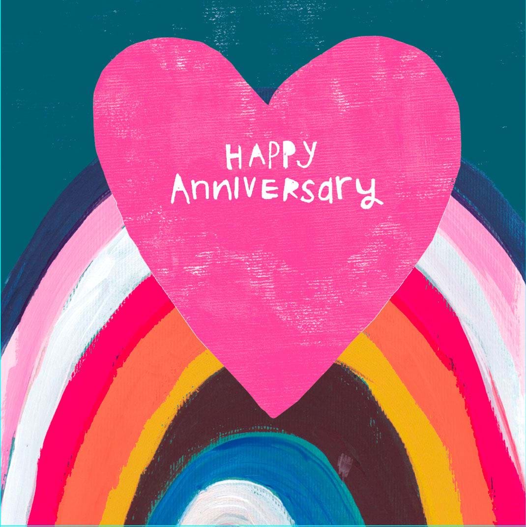 Heart and Rainbow Anniversary Card