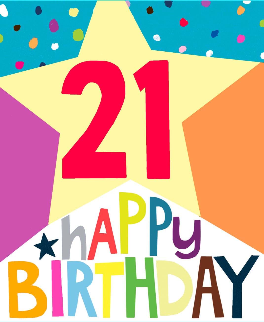 Star 21st Birthday Card