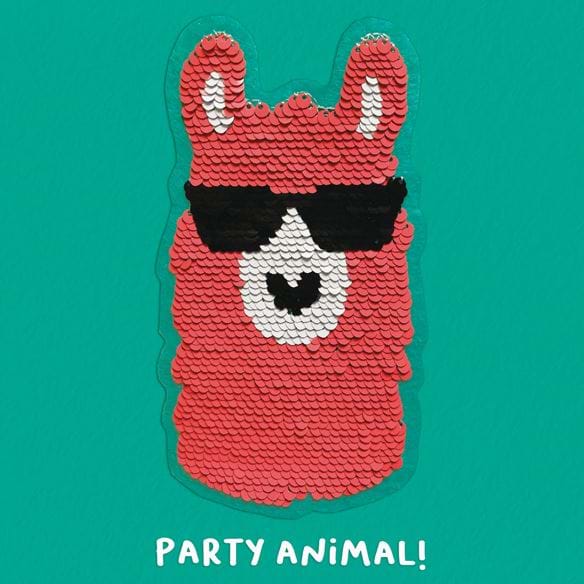Llama Sequin Patch Birthday Card