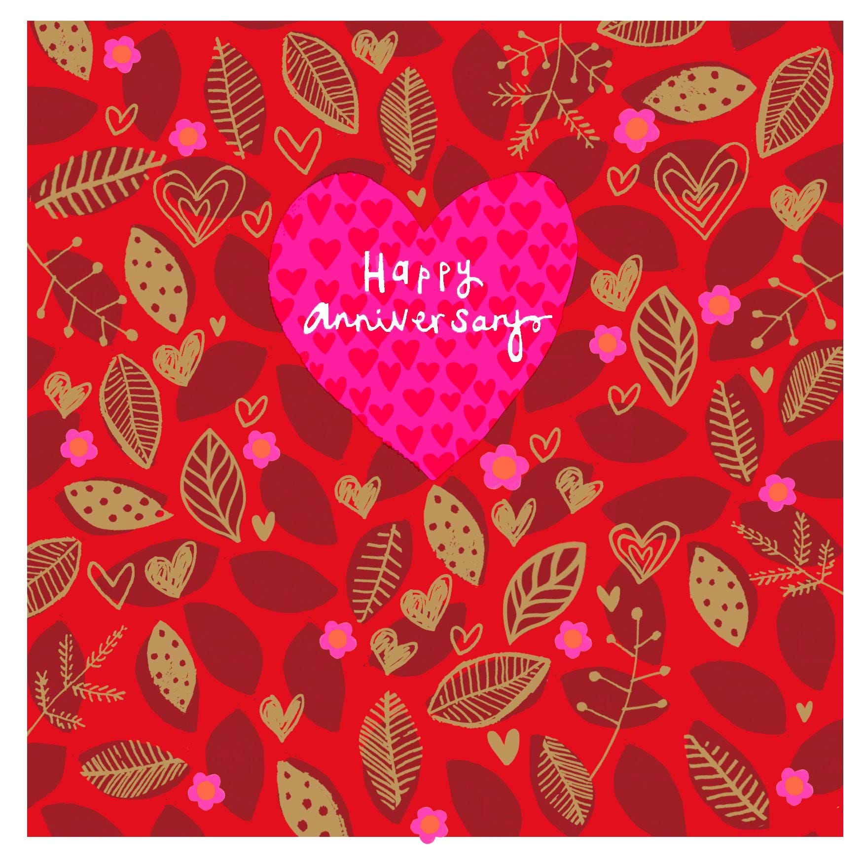 Gold Leaf Anniversary Card