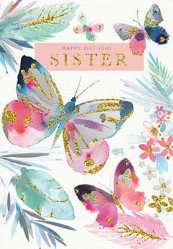 Butterflies Sister Birthday Card