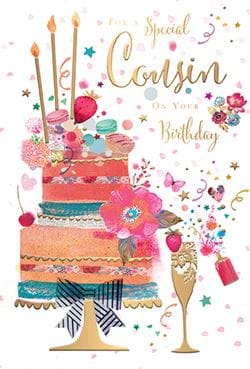 Pretty Cake Cousin Birthday Card