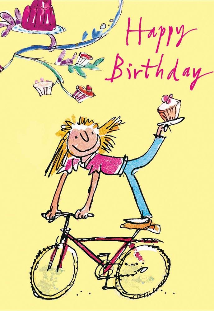 Girl and Bike Birthday Card