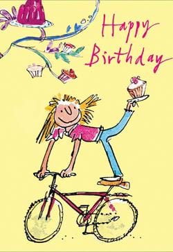 Girl and Bike Birthday Card