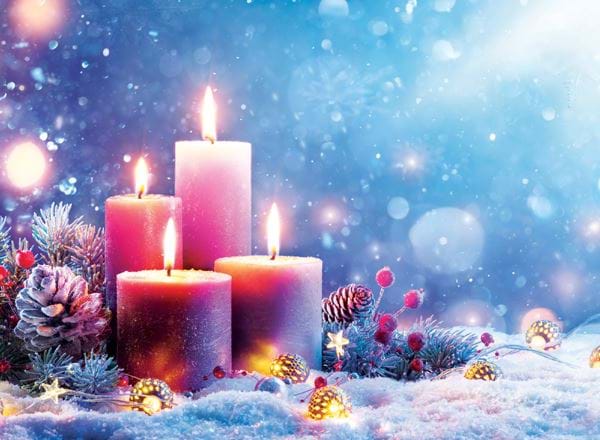 Four Candles Personalised Christmas Card