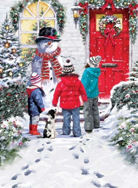 The Snowman and the Children Personalised Christmas Card