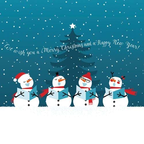 Singing Snowmen Personalised Christmas Card