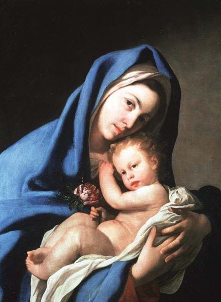 Madonna & Child with a Rose Personalised Christmas Card