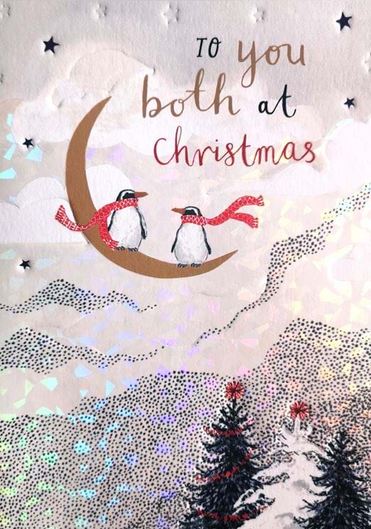 Moonlight Penguins Both of You Christmas Card