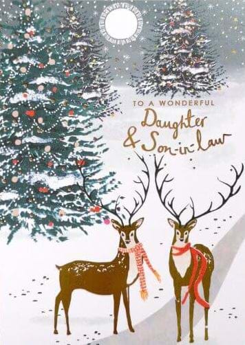 Deer Forest Daughter & Son-in-law Christmas Card