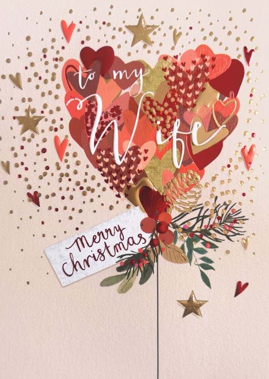 Heart Balloon Wife Christmas Card