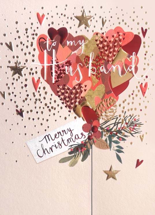 Heart Balloon Husband Christmas Card