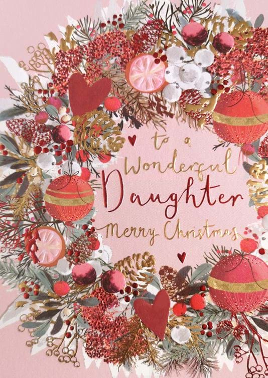 Festive Wreath Daughter Christmas Card