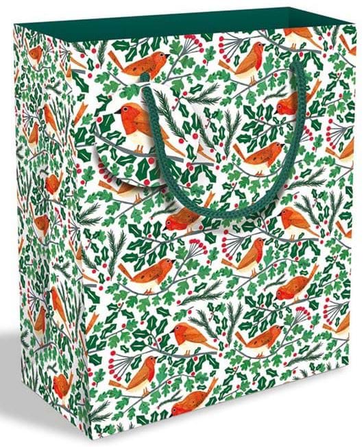 Robin & Holly Medium Christmas Gift Bag