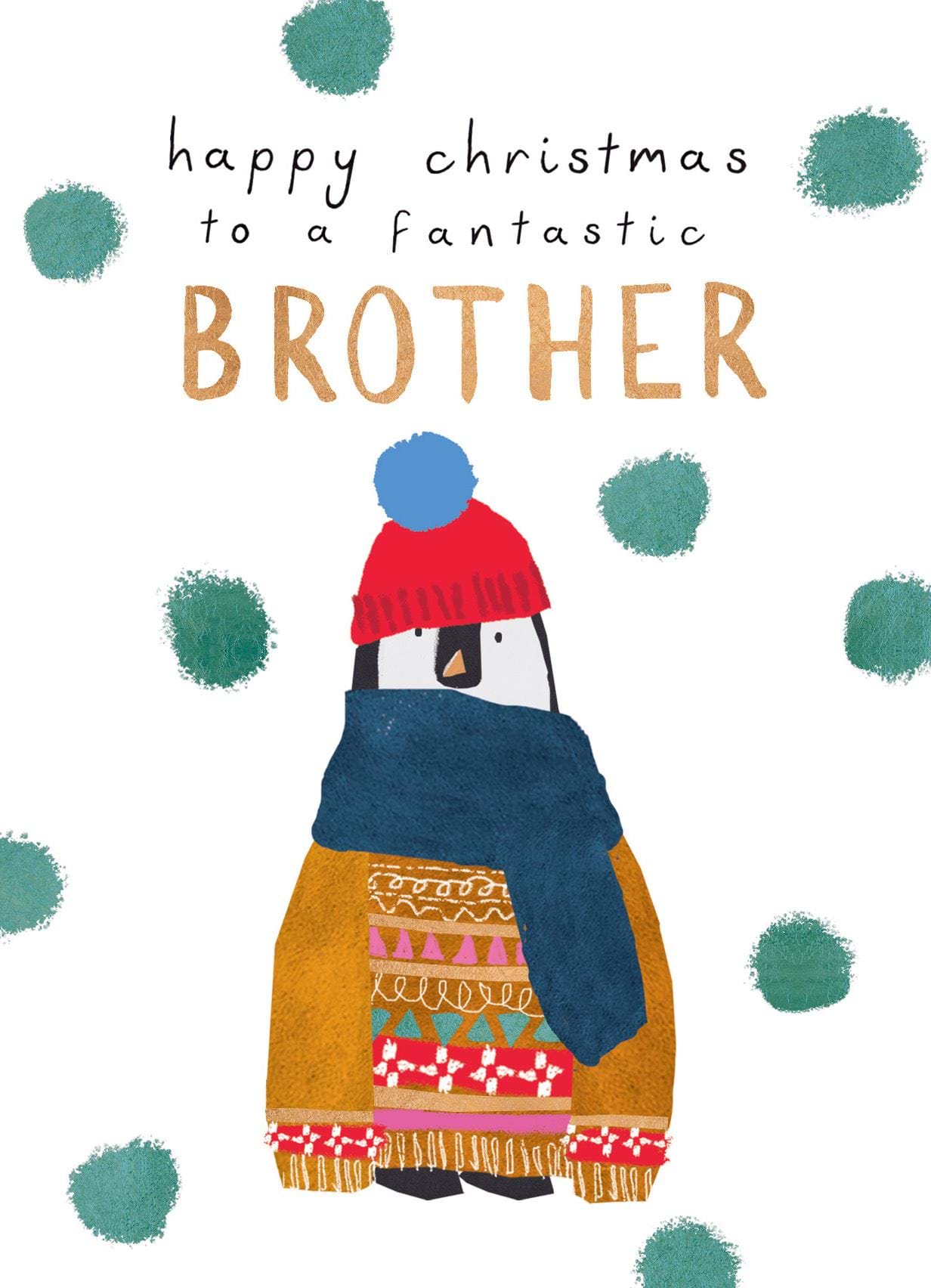 Cosy Penguin Brother Christmas Card