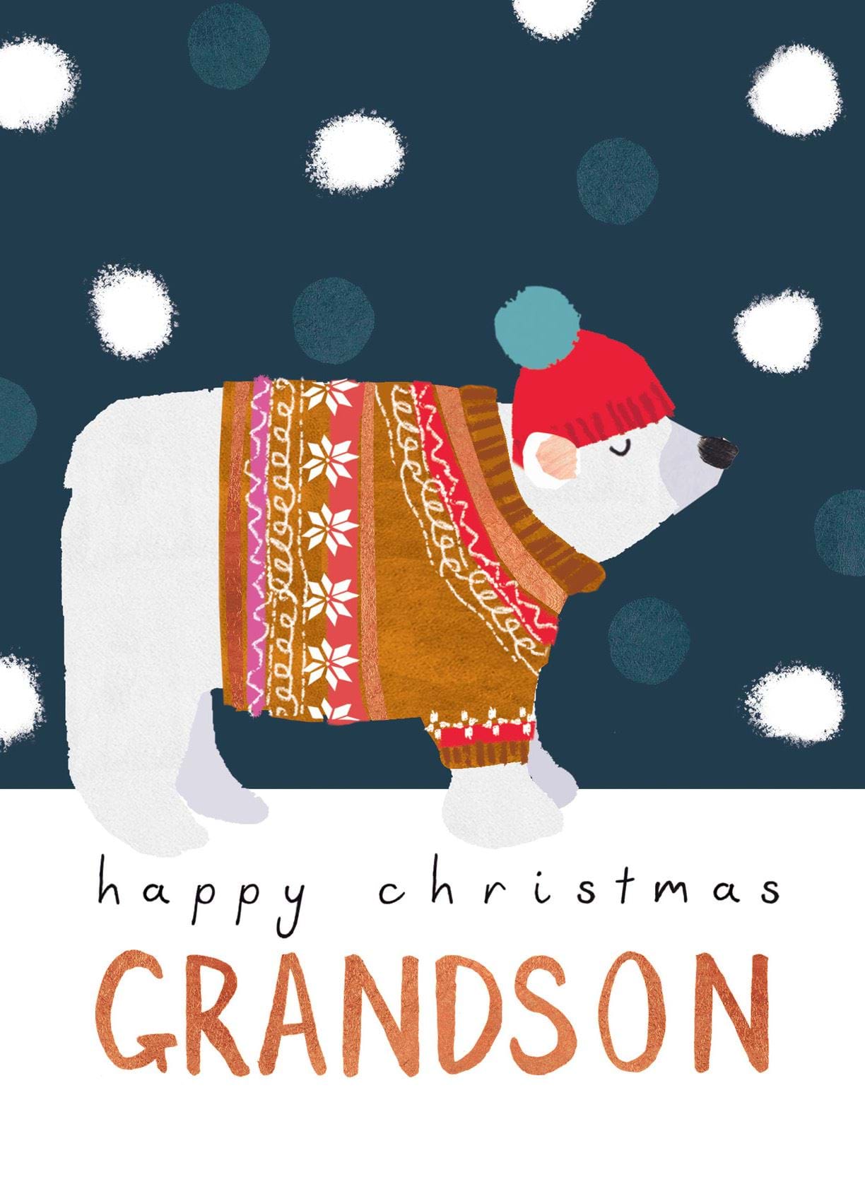 Polar Bear Grandson Christmas Card