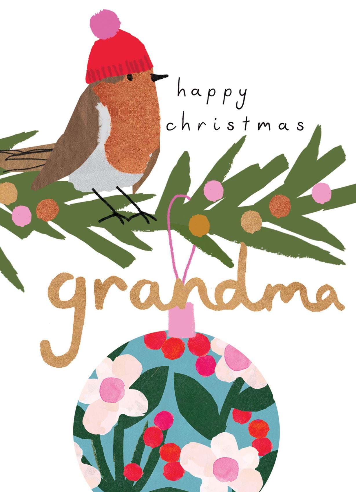 Robin and Bauble Grandma Christmas Card