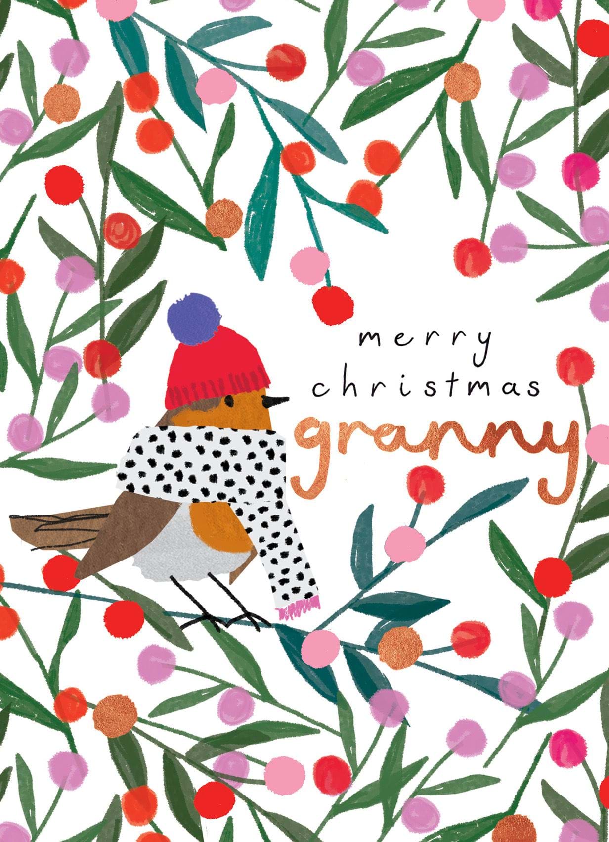 Cosy Robin Granny Christmas Card