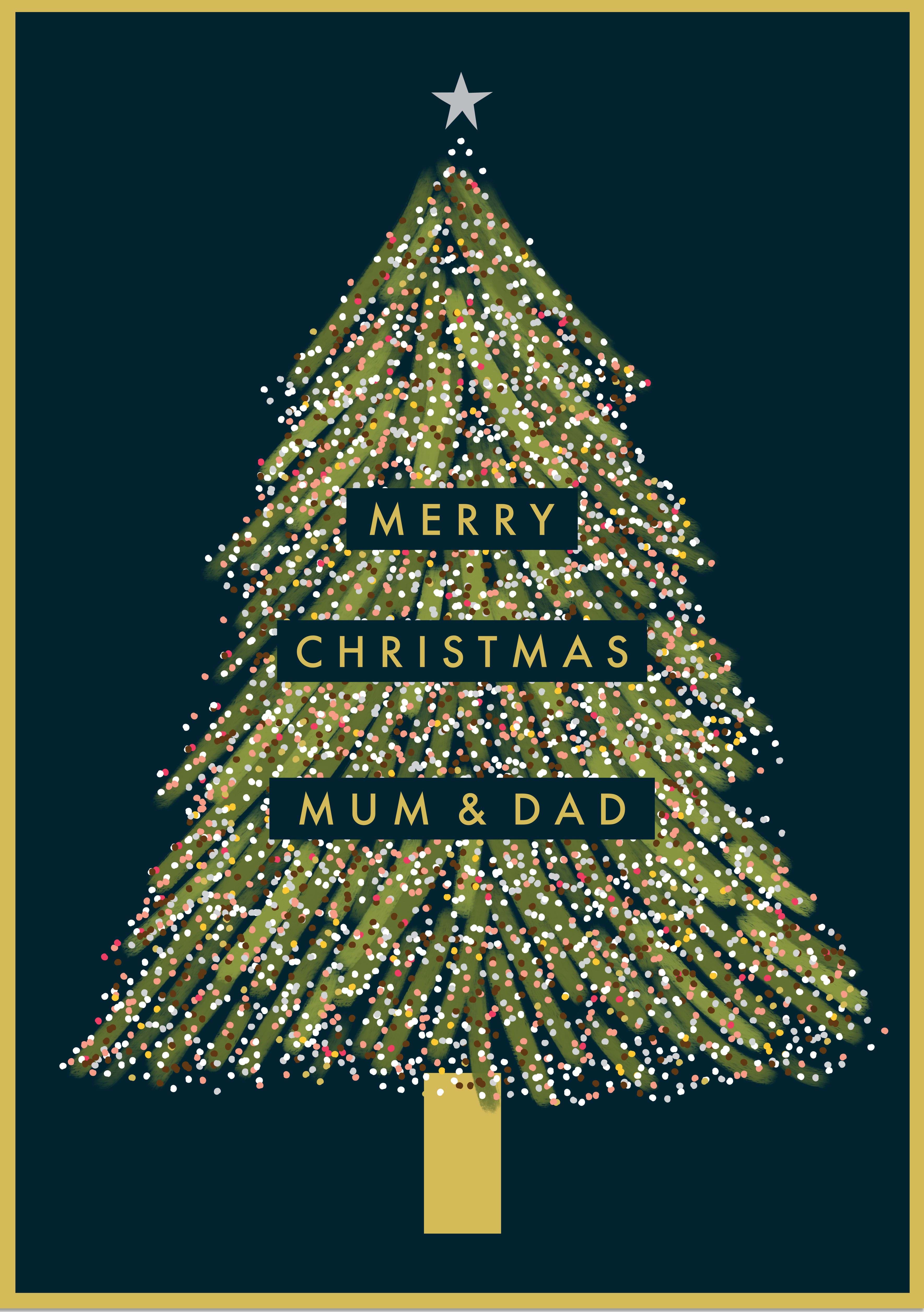 Festive Tree Mum & Dad Christmas Card