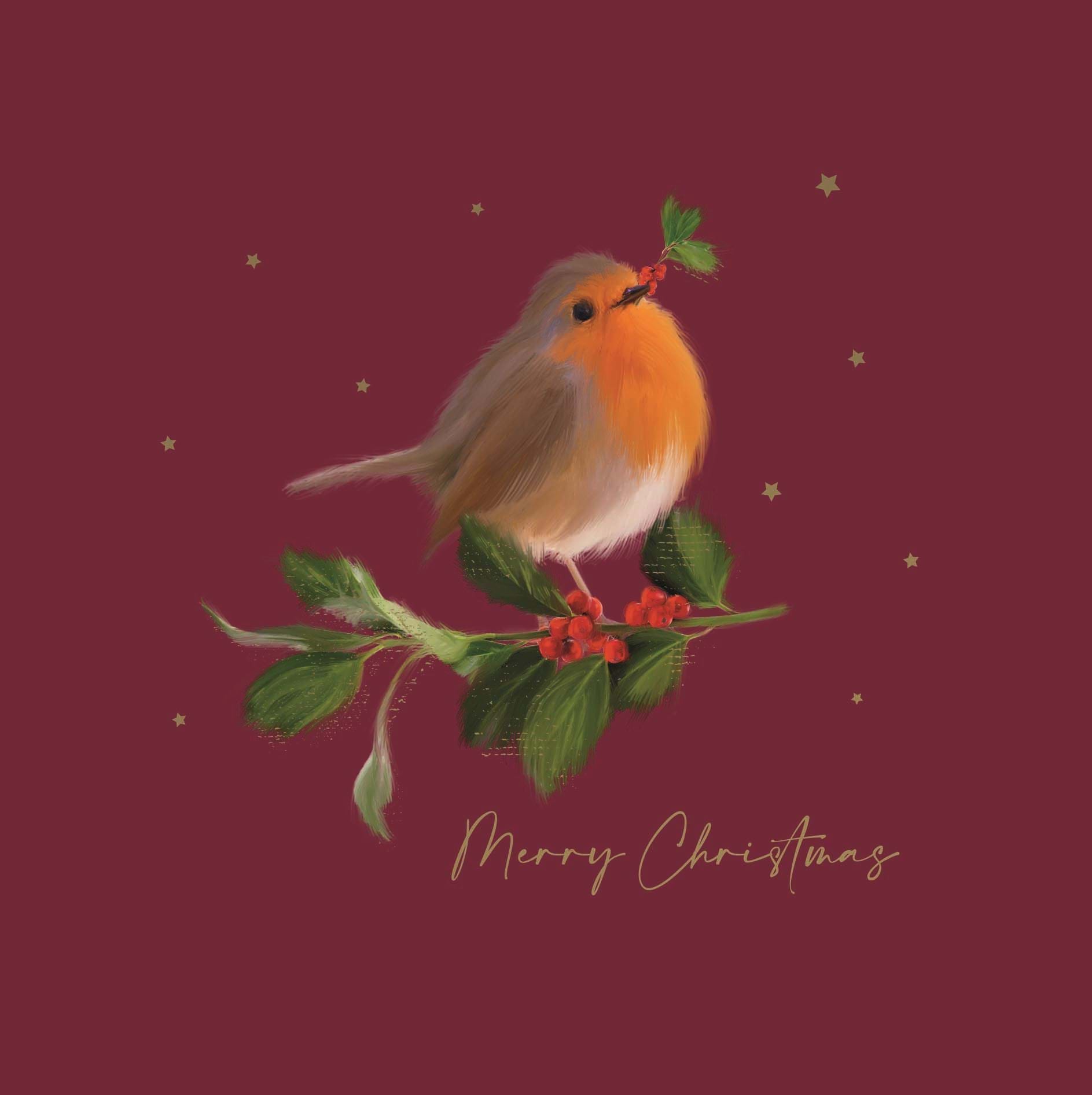 Friendly Robin Personalised Christmas Card