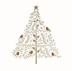 Golden Birds Tree Personalised Christmas Card